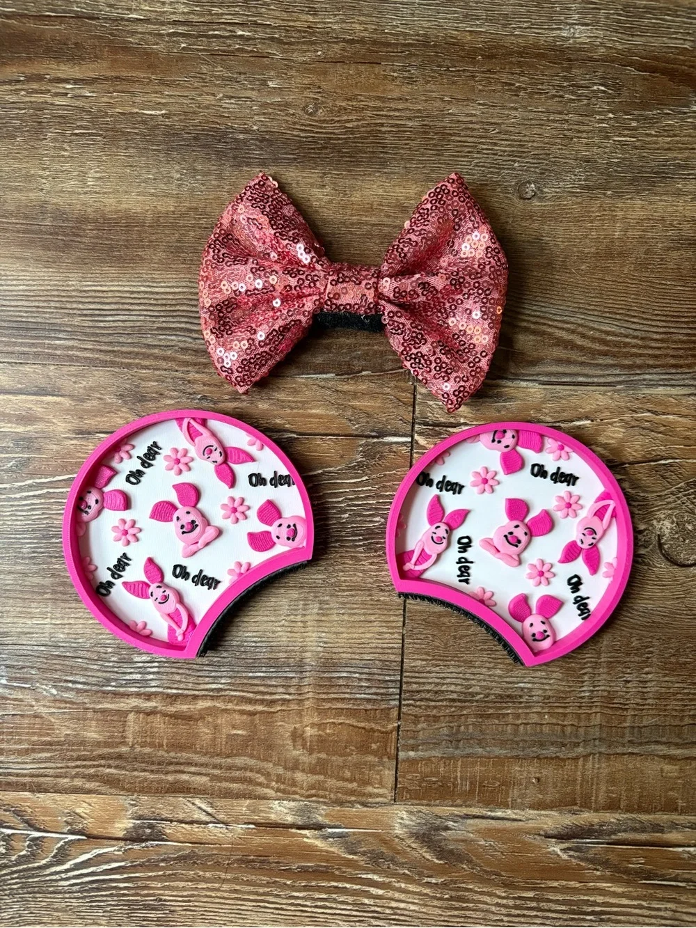 Disney Factory 55 Piglet Winnie the Pooh Interchangeable Ears with Sequin Bow